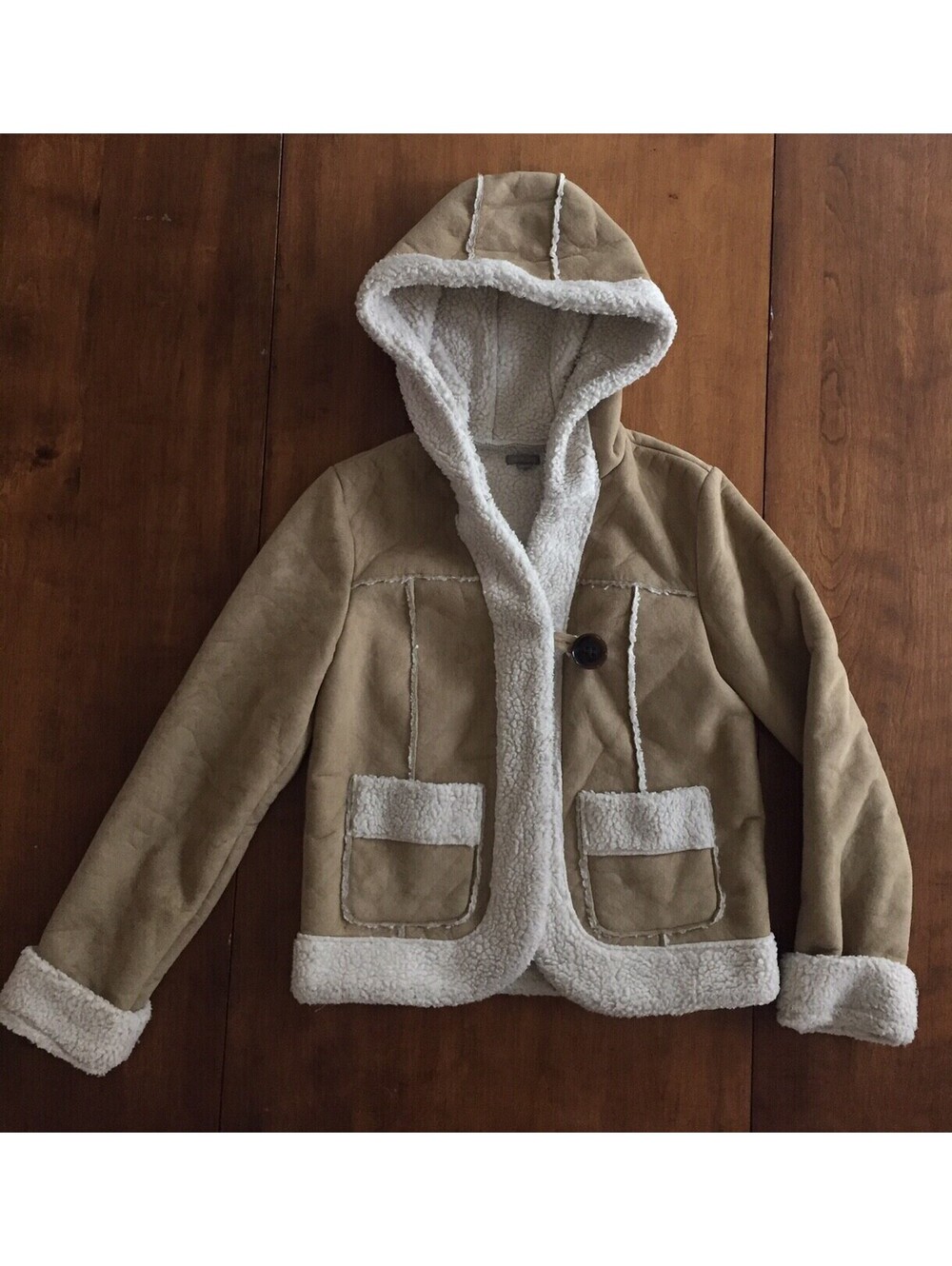 Youth Jr Girls FAUX SUEDE HOODED COAT SHERPA LINING by RUBBISH Nordstrom TAN S
